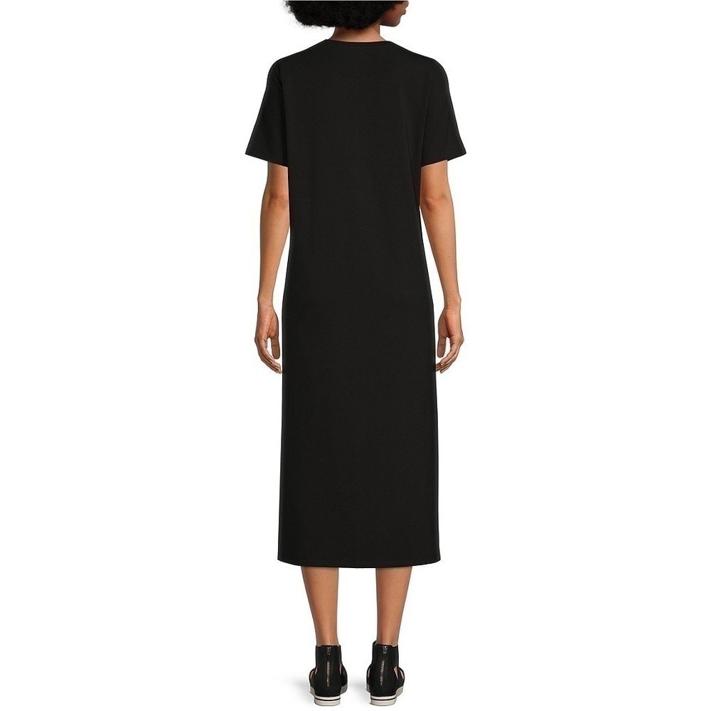 Eileen Fisher-
Jersey Knit Crew Neck Short Sleeve Shift Dress - Picture 2 of 8
